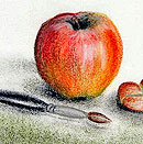 Apfel, Herz und Pinsel | Pastell | 2003 | Irmingard Gebert